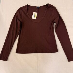 Chocolate brown ribbed long sleeve top 🤎